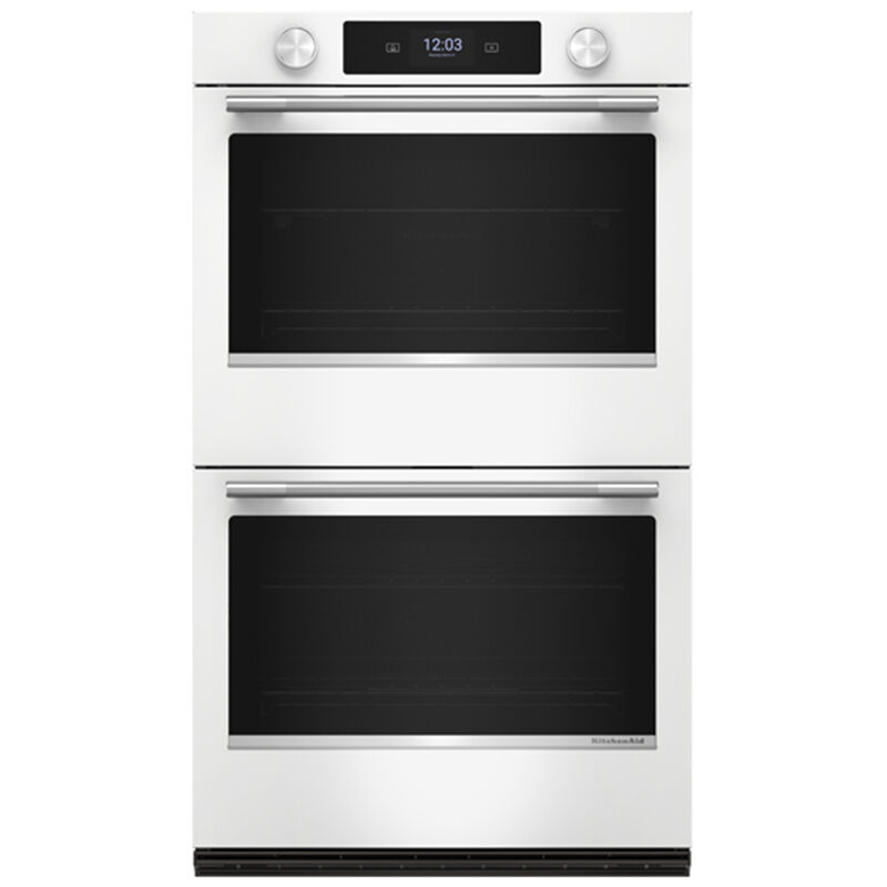 KitchenAid 30 in. 10.0 cu. ft. Smart Top Control Steam Electric Double Wall Oven with True European Convection - White, , hires