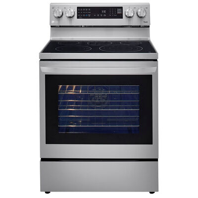 LG InstaView 30 in. 6.3 cu. ft. Smart Air Fry True European Convection Electric Range with Radiant Burners - PrintProof Stainless Steel | LREL6325F