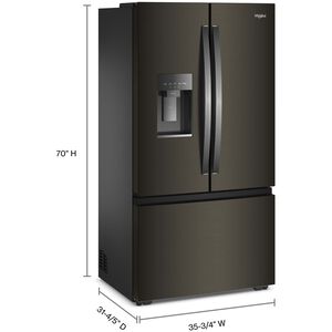 Whirlpool 36 in. 23.4 cu. ft. Smart Counter Depth French Door Refrigerator with Ice & Water Dispenser - Black Stainless, , hires