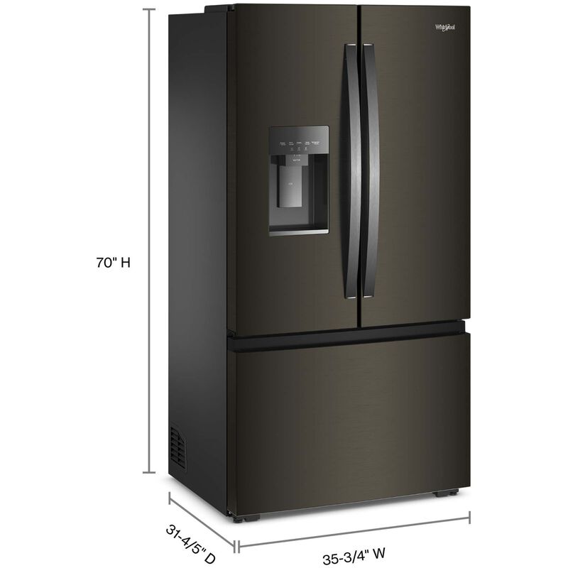 Whirlpool 36 in. 23.4 cu. ft. Smart Counter Depth French Door Refrigerator with Ice & Water Dispenser - Black Stainless, , hires