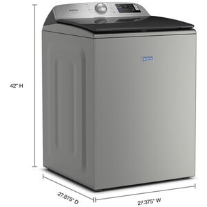 Maytag Pet Pro 27 in. 5.2 cu. ft. Smart Top Load Washer with Agitator & Sanitize with Oxi - Classic Silver, , hires