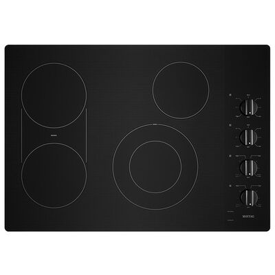 Maytag 30 in. 4-Burner Electric Cooktop with Griddle & Reversible Grill - Black | MEC8830HB