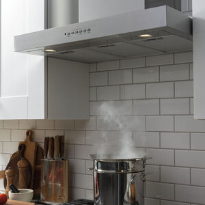 GE 30 in. Convertible Chimney Style Range Hood with 350 CFM, 4 Fan Speeds & 2 LED Lights - Stainless Steel, , hires