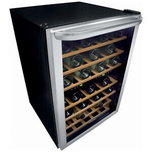 Frigidaire 22 in. Freestanding Wine Cooler with Wood Racks, Dual Temperature Zones & 45 Bottle Capacity - Stainless Steel, , hires