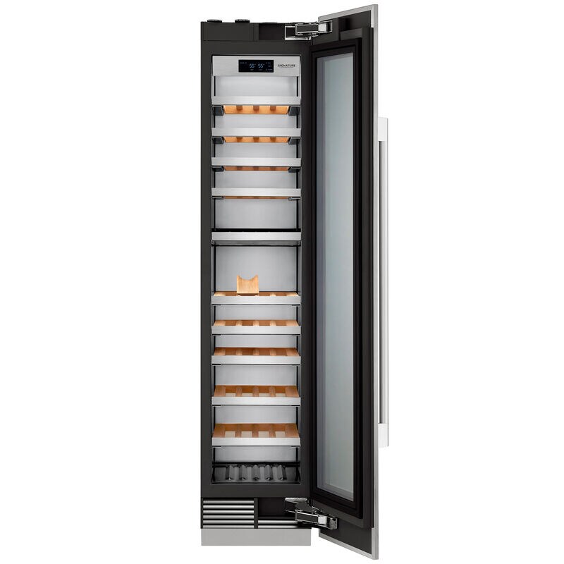 Signature Kitchen Suite Instaview 18 in. Built-in Smart Wine Cooler with Metal & Wood Racks, Dual Temperature Zones & 71 Bottle Capacity - Custom Panel Ready, , hires