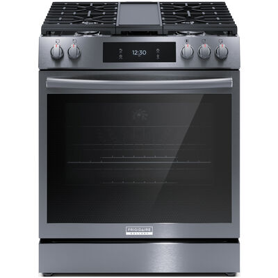Frigidaire Gallery 30 in. 6.1 cu. ft. Air Fry Convection Oven Freestanding Gas Range with 5 Sealed Burners & Griddle - Black Stainless Steel | GCFG3060BD