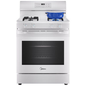 Midea 30 in. 6.1 cu. ft. Gas Range with 4 Sealed Burners - White, White, hires