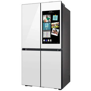 Samsung Bespoke 36 in. 28.6 cu. ft. Smart 4-Door French Door Refrigerator with Internal Water Dispenser - White Glass, White Glass, hires