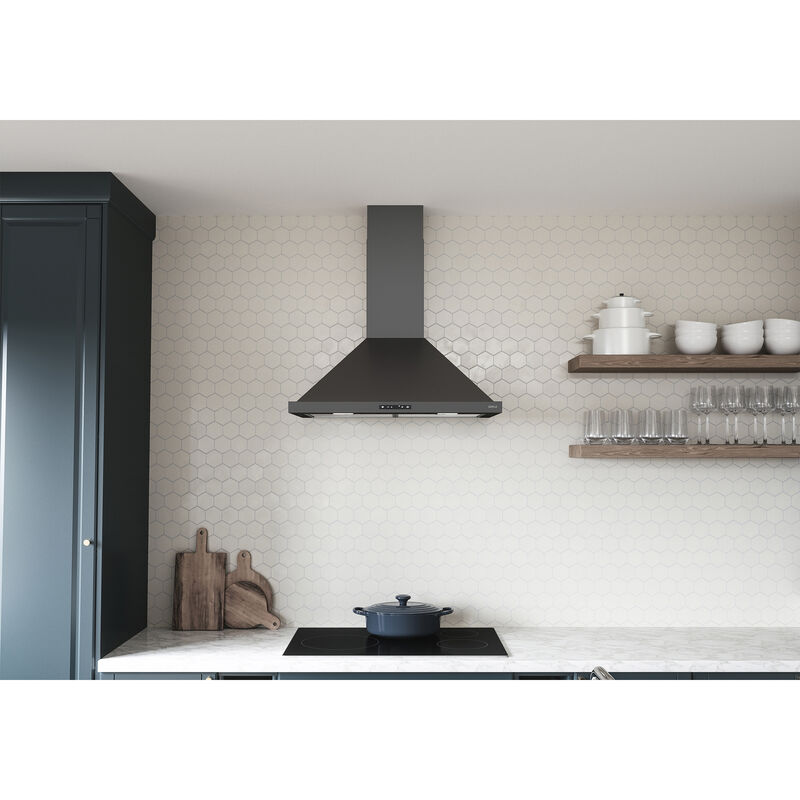 Zephyr 30 in. Convertible Chimney Style Range Hood with 600 CFM, 4 Fan Speeds & 2 LED Lights - Black Stainless, , hires