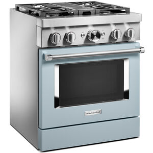 KitchenAid 30 in. 4.1 cu. ft. Smart Convection Oven Freestanding Dual Fuel Range with 4 Sealed Burners - Blue, , hires