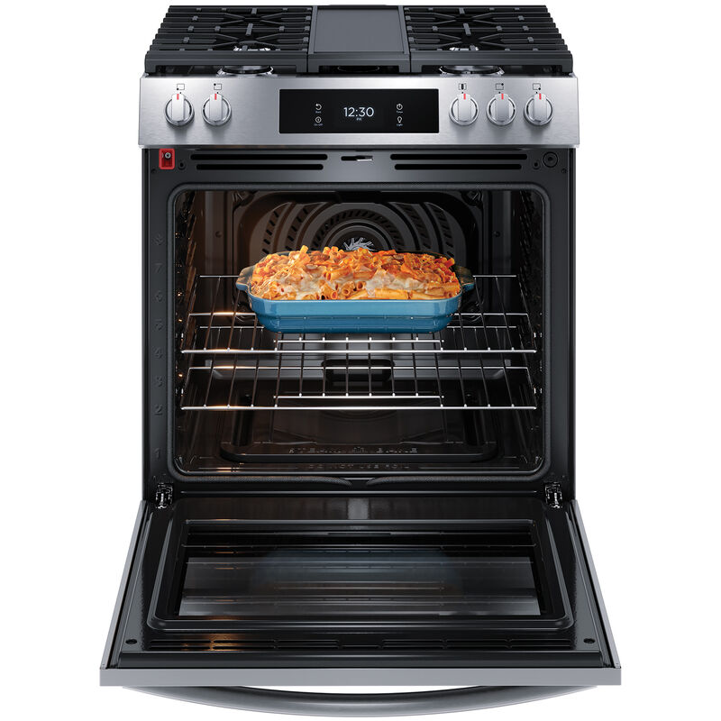 Frigidaire Gallery 30 in. 6 cu. ft. Air Fry True European Convection Steam Gas Range with 5 Sealed Burners & Griddle - Stainless Steel, , hires