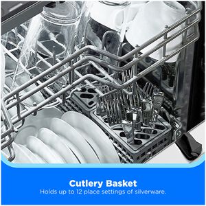 Midea 24 in. Front Control Flush-Mount Dishwasher with 52 dBA Sound level, Auto Open Door & Pocket Handle - Black, , hires