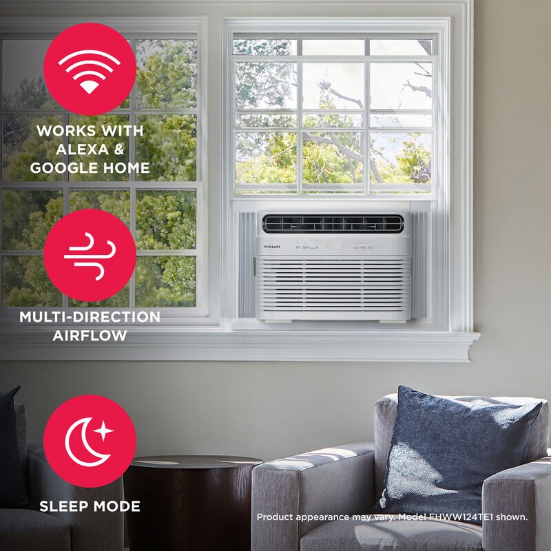 Frigidaire 12,000 BTU Smart Window Air Conditioner with 3 Fan Speeds, Sleep Mode & Remote Control - White, , hires
