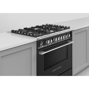 Fisher & Paykel Series 9 Classic 36 in. 4.9 cu. ft. True European Convection Dual Fuel Range with 5 Sealed Burners - Black, , hires