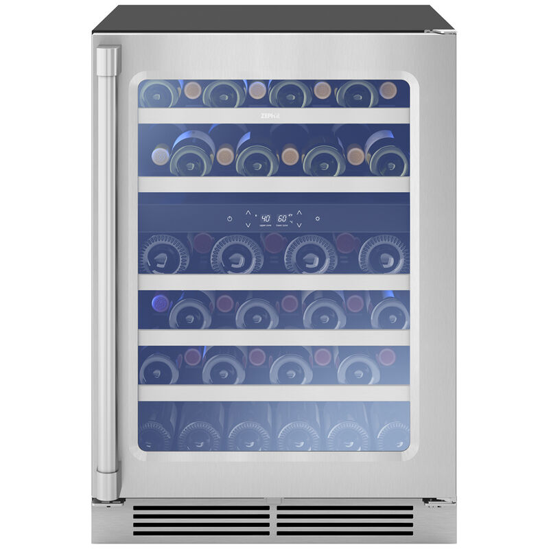 Zephyr Presrv Series 24 in. Compact Built-In/Freestanding 5.2 cu. ft. Wine Cooler with 45 Bottle Capacity, Dual Temperature Zones & Digital Control - Stainless Steel, , hires