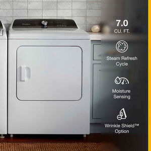 Whirlpool 29 in. 7.0 cu. ft. Electric Dryer with Moisture Sensing Dryer & Steam Cycle - White, , hires