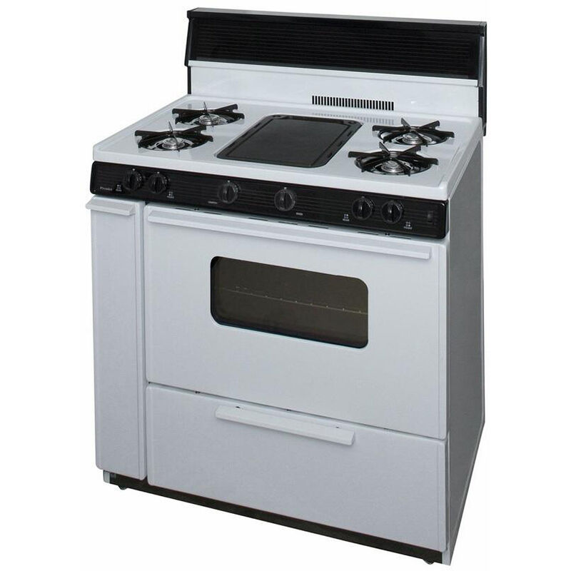 Premier 36 in. 3.9 cu. ft. Oven Freestanding Gas Range with 5 Open Burners & Griddle - White, , hires