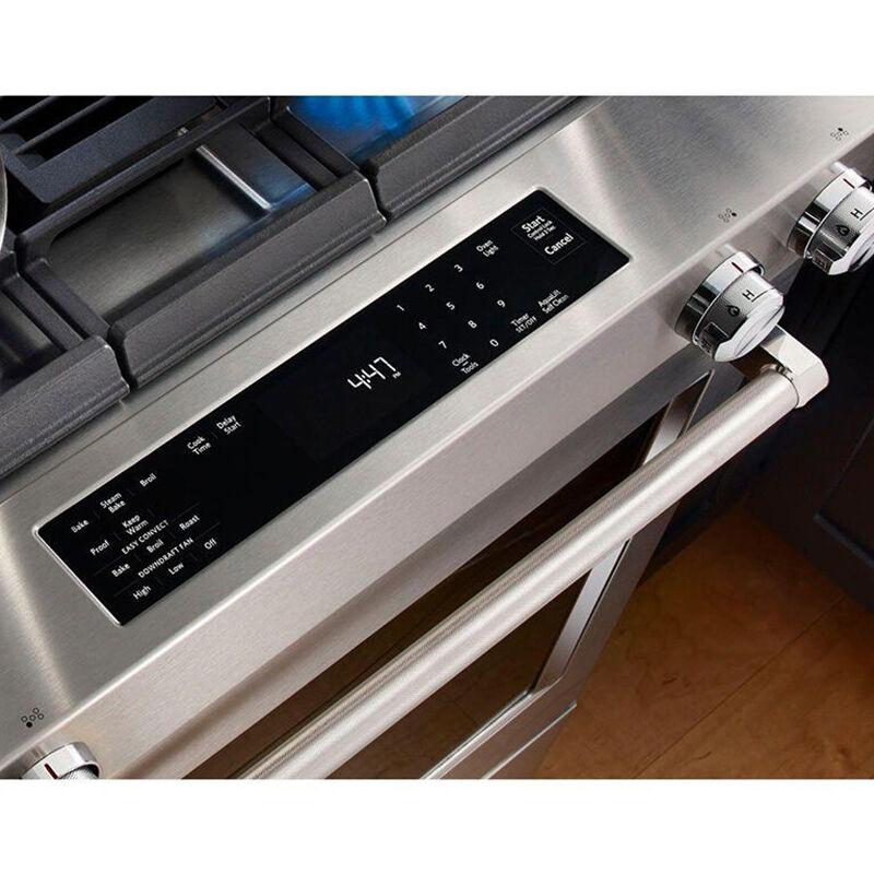 KitchenAid 30 in. 6.4 cu. ft. True European Convection Slide-In Dual Fuel Range with 4 Sealed Burners - Stainless Steel, , hires