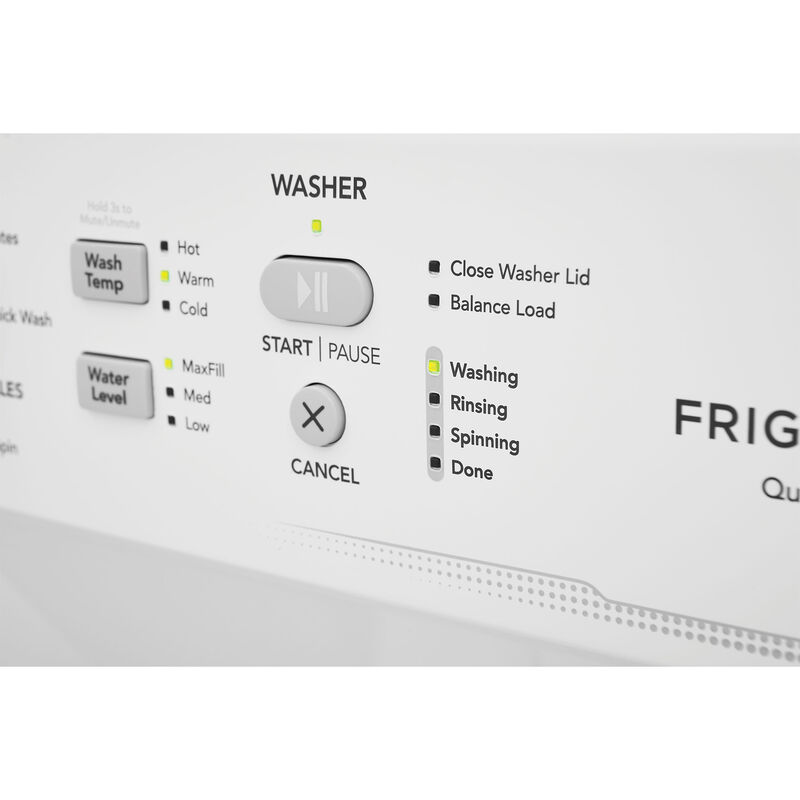 Frigidaire 27 in. Laundry Center with 3.9 cu. ft. Washer with 11 Wash Programs & 5.5 cu. ft. Electric Dryer with 10 Dryer Programs - White, , hires