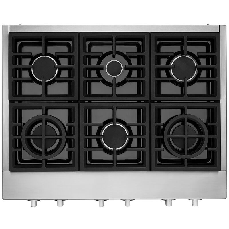 KitchenAid 36 in. 6-Burner Natural Gas Rangetop with Simmer Burner & Power Burner - Stainless Steel, , hires