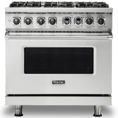 Viking 5 Series 36 in. 5.6 cu. ft. Convection Oven Freestanding Dual Fuel Range with 4 Sealed Burners - Stainless Steel | VDR5364GSS