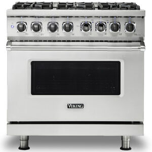 Viking 5 Series 36 in. 5.6 cu. ft. Convection Oven Freestanding Dual Fuel Range with 4 Sealed Burners - Stainless Steel, , hires