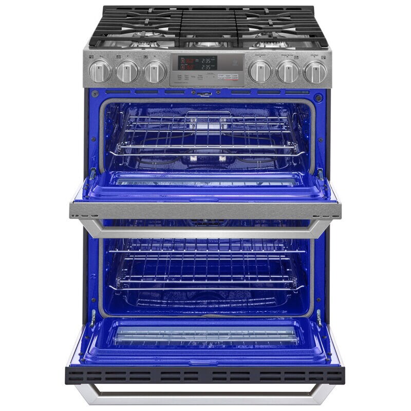 LG Signature Signature Series 30 in. 7.3 cu. ft. Smart True European Convection Double Oven Slide-In Dual Fuel Range with 4 Sealed Burners & Griddle - Stainless Steel, , hires
