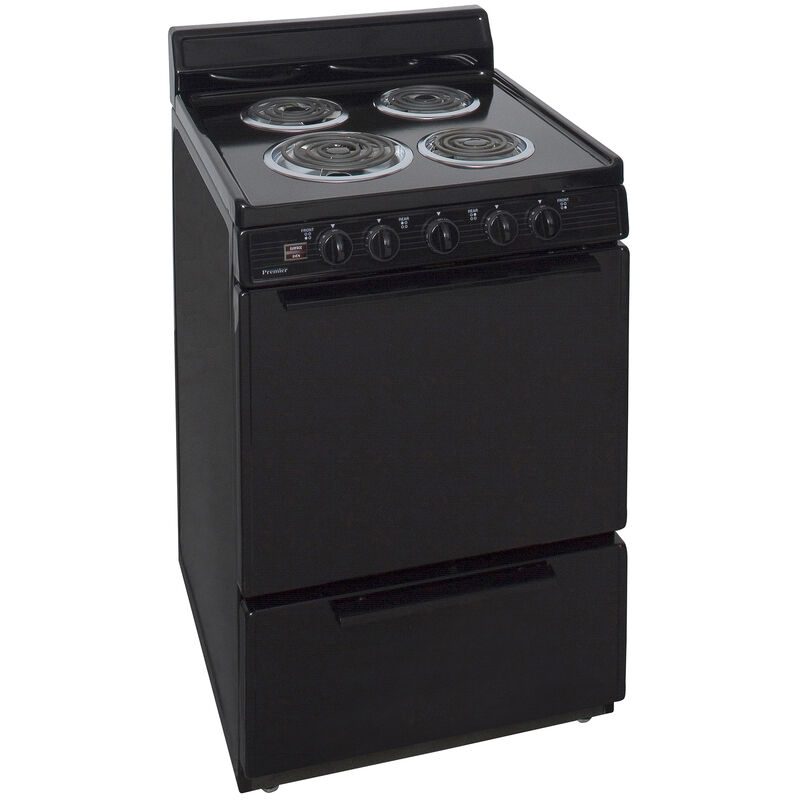 Premier 24 in. 3.0 cu. ft. Oven Freestanding Electric Range with 4 Coil Burners - Black, , hires