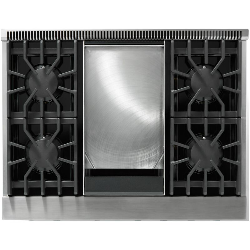 Viking 5 Series 36 in. 5.1 cu. ft. Standard Convection Gas Range with 4 Sealed Burners & Griddle - Stainless Steel, , hires