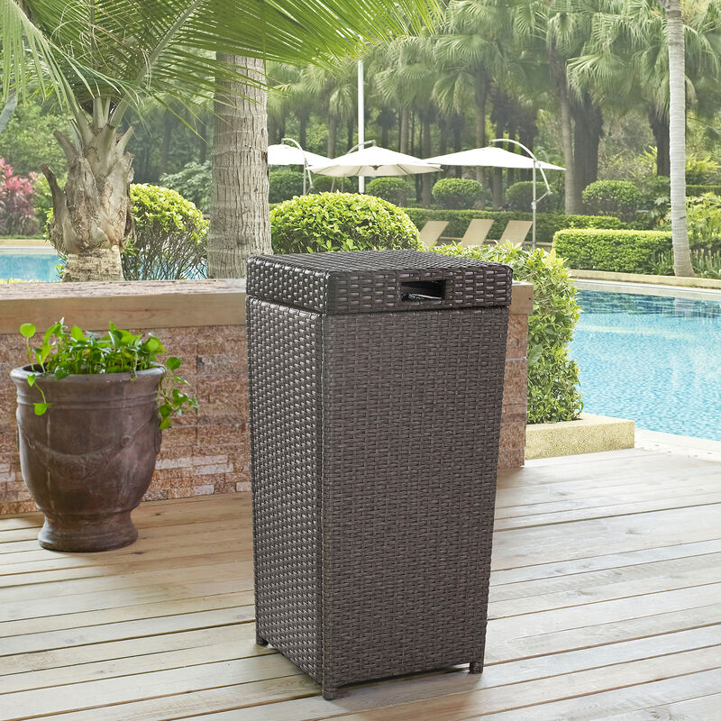 Crosley Palm Harbor Wicker Outdoor Trash Can - Weathered Gray, Weathered Gray, hires