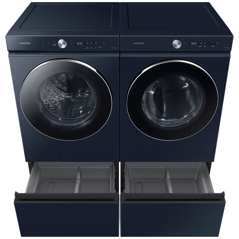 Samsung Bespoke 27 in. 5.3 cu. ft. Smart Stackable Front Load Washer with Super Speed Wash, AI OptiWash & Auto Dispense - Brushed Navy, Brushed Navy, hires