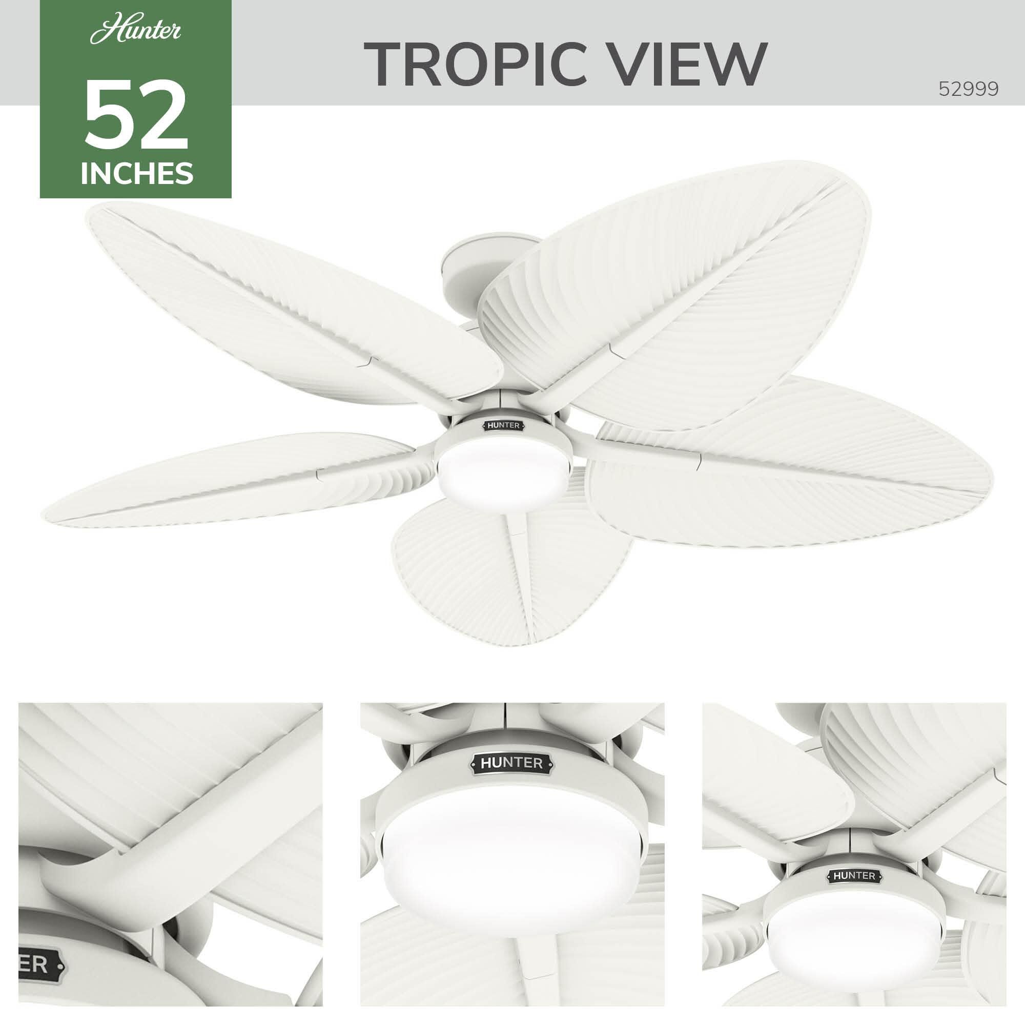 Hunter 52 in. Tropic View Damp Rated Ceiling Fan with LED Light