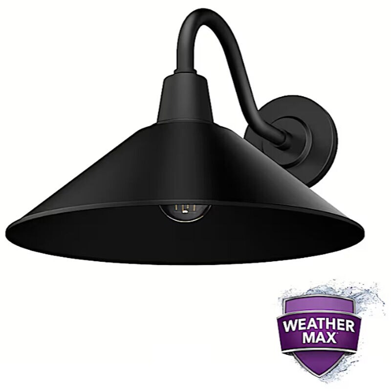 Hunter Skyflow Rustic Modern Metal Cone Outdoor Medium Wall Light-Matte Black, , hires