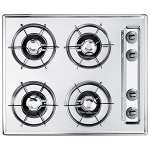Summit 24 in. 4-Burner Natural Gas Cooktop - Chrome, , hires