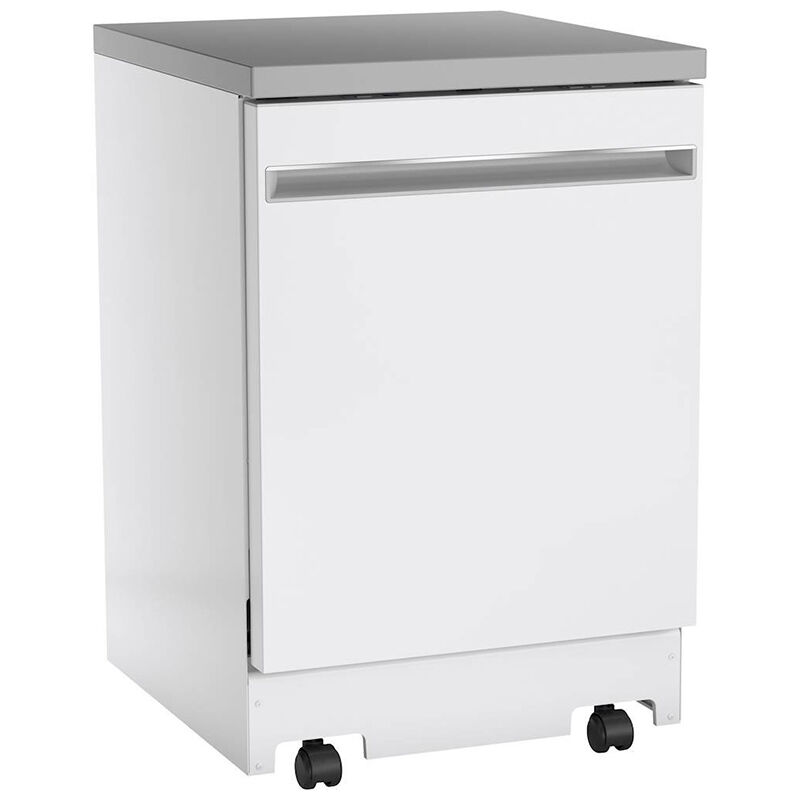 GE 24 in. Top Control Portable Dishwasher with 54 dBa Sound Level & Pocket - White, White, hires