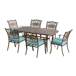 Hanover Traditions 7-Piece Dining Set-Blue, , hires