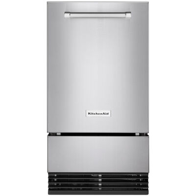 KitchenAid 18 in. Built-In Ice Maker with 35 Lbs. Ice Storage Capacity, Self- Cleaning Cycle, Clear Ice Technology & Digital Control - Stainless Steel with PrintShield Finish | KUID308HPS
