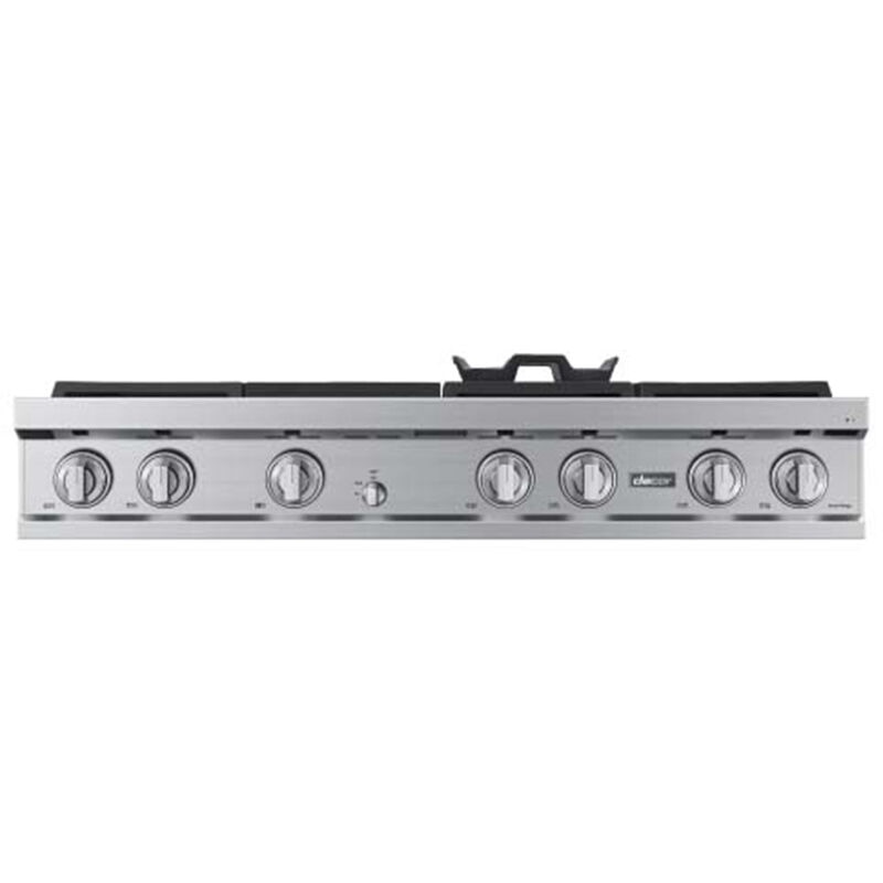 Dacor 48 in. 6-Burner Smart Natural Gas Rangetop with, SimmerSear Brass Burners, Embedded Griddle & Power Burner - Silver Stainless, , hires