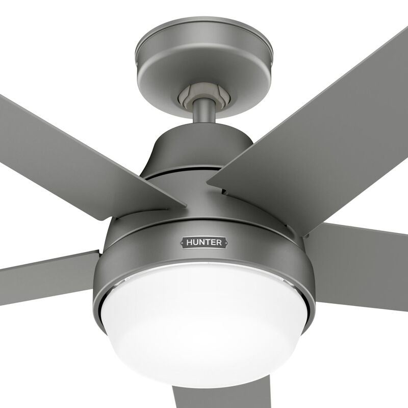 Hunter 60 inch Aerodyne Wi-Fi ENERGY STAR Ceiling Fan with LED Light Kit and Handheld Remote - Matte Silver, Silver, hires