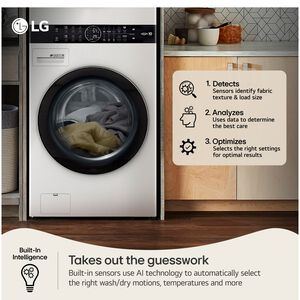LG 27 in. WashTower with 4.5 cu. ft. Washer with 10 Wash Programs and TurboWash 360 & 7.4 cu. ft. Electric Dryer with 9 Dryer Programs, Sensor Dry & Wrinkle Care - White, White, hires