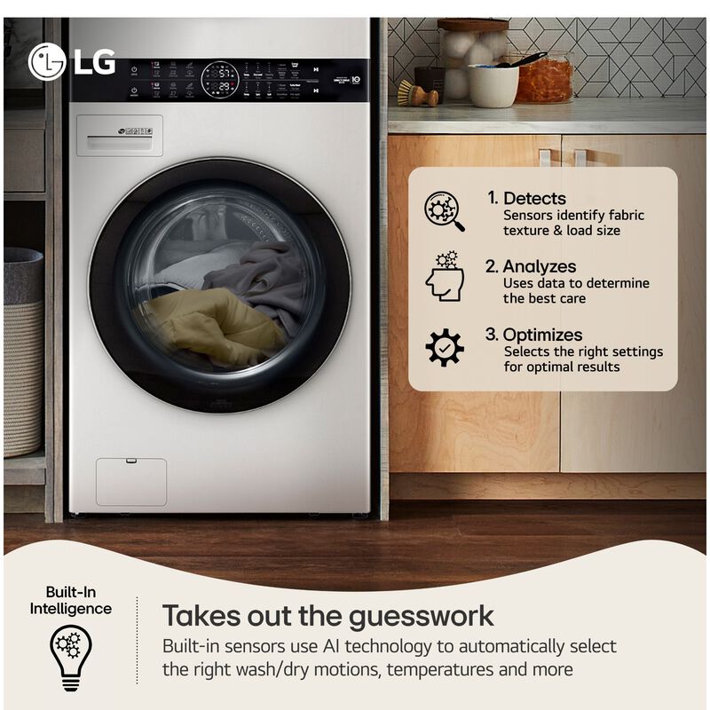 LG 27 in. WashTower with 4.5 cu. ft. Washer with 10 Wash Programs and TurboWash 360 & 7.4 cu. ft. Electric Dryer with 9 Dryer Programs, Sensor Dry & Wrinkle Care - White, White, hires