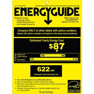 Midea 33 in. 22.8 cu. ft. Smart Counter Depth Bottom Freezer Refrigerator with Ice Maker - Stainless Steel, , hires