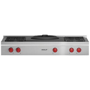 Wolf 48 in. 5-Burner Natural Gas Rangetop with Simmer Burner & Power Burner - Stainless Steel, , hires