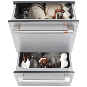 Cafe 24 in. Double Drawer Dishwasher with Top Control, 49 dBA Sound Level, 14 Place Settings, 6 Wash Cycles & Sanitize Cycle - Stainless Steel, Stainless Steel, hires
