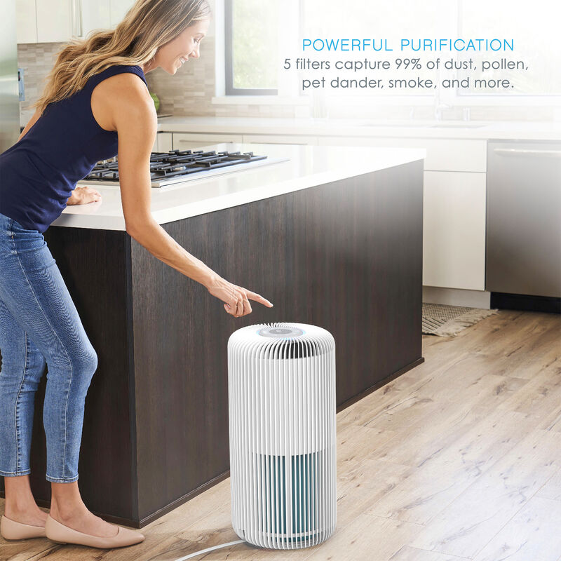 Pure Enrichment 13 in. HEPA Air Cleaners with 5 Stages of Filtration, 4 Fan Settings & Sleep Mode - White, , hires