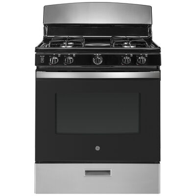 GE 30 in. 4.8 cu. ft. Oven Freestanding Gas Range with 4 Sealed Burners - Stainless Steel | JGBS30RETSS