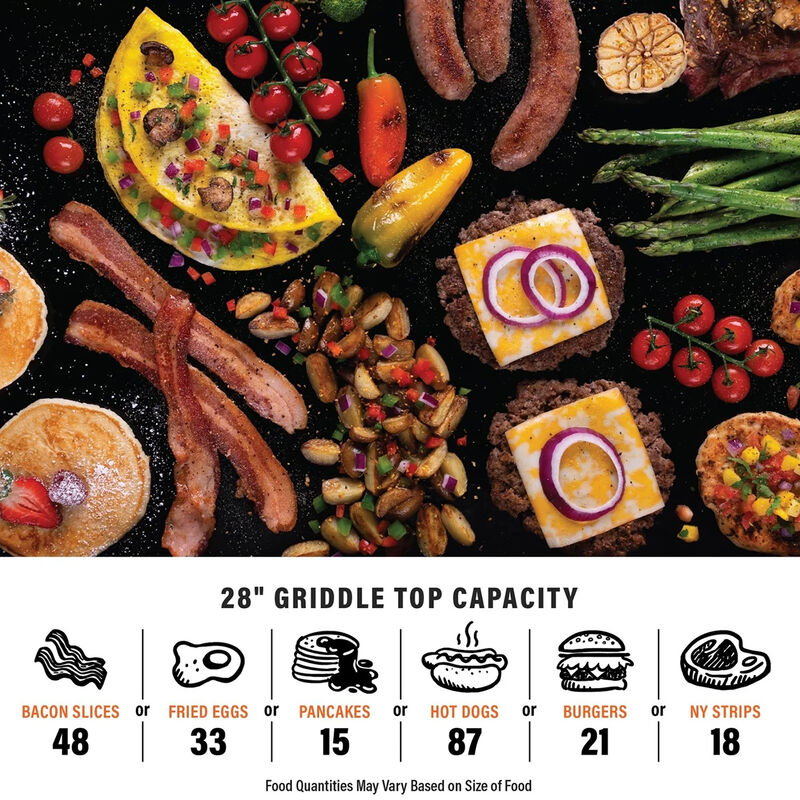 Blackstone National Griddle Week 28 in. 2-Burner Liquid Propane Gas Flat Top Griddle with Side Tables & 524 sq. in. Cooking Surface - Black, , hires