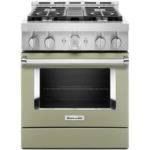 KitchenAid 30 in. 4.1 cu. ft. Smart Convection Oven Freestanding Gas Range with 4 Sealed Burners - Avocado Cream, , hires