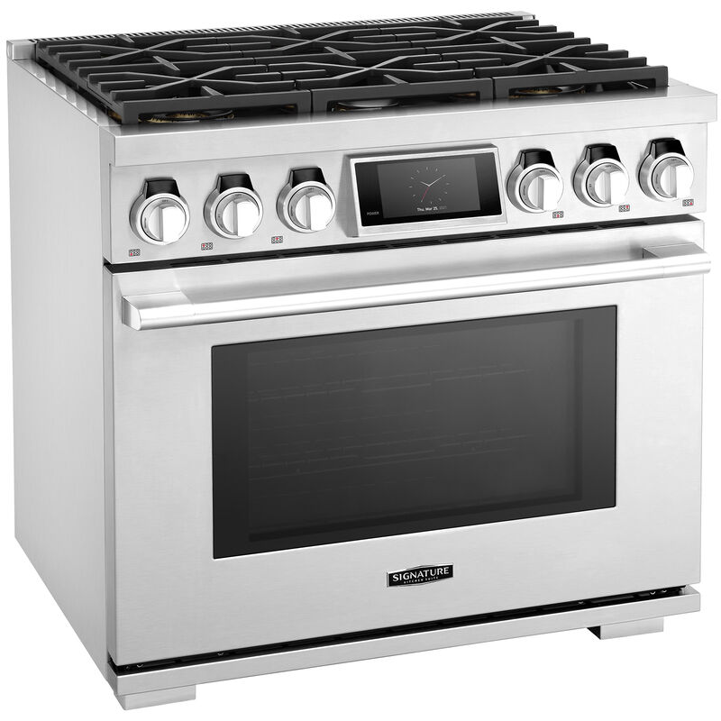 Signature Kitchen Suite 36 in. 6.3 cu. ft. Smart Convection Oven Freestanding Gas Range with 6 Sealed Burners - Stainless Steel, , hires