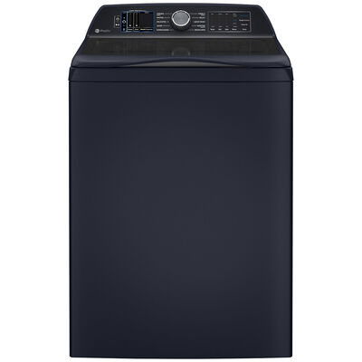 GE Profile 28 in. 5.3 cu. ft. Smart Top Load Washer with Agitator, Smarter Wash Technology, FlexDispense & Sanitize with Oxi - Sapphire Blue | PTW905BPTRS